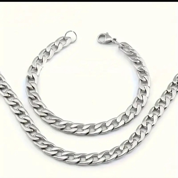 Men's Stainless Steel Chain & Bracelet 22in - Picture 1 of 1